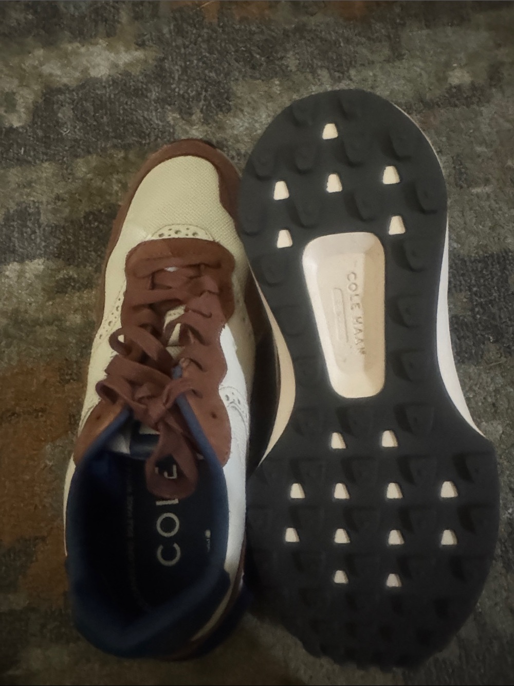 Cole Haan White, Brown & Navy Men's Sneakers - Picture 2 of 4